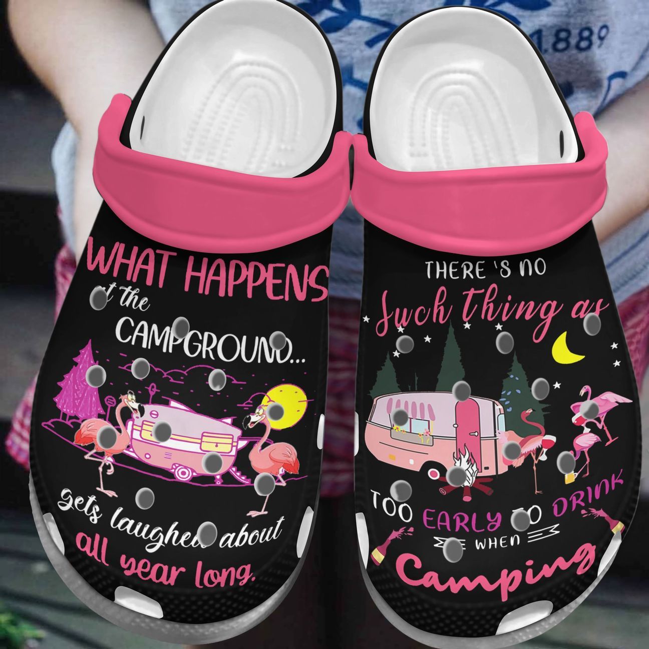 Camping Personalize Clog, Custom Name, Text, Fashion Style For Women, Men, Kid, Print 3D What Happened On The Campground