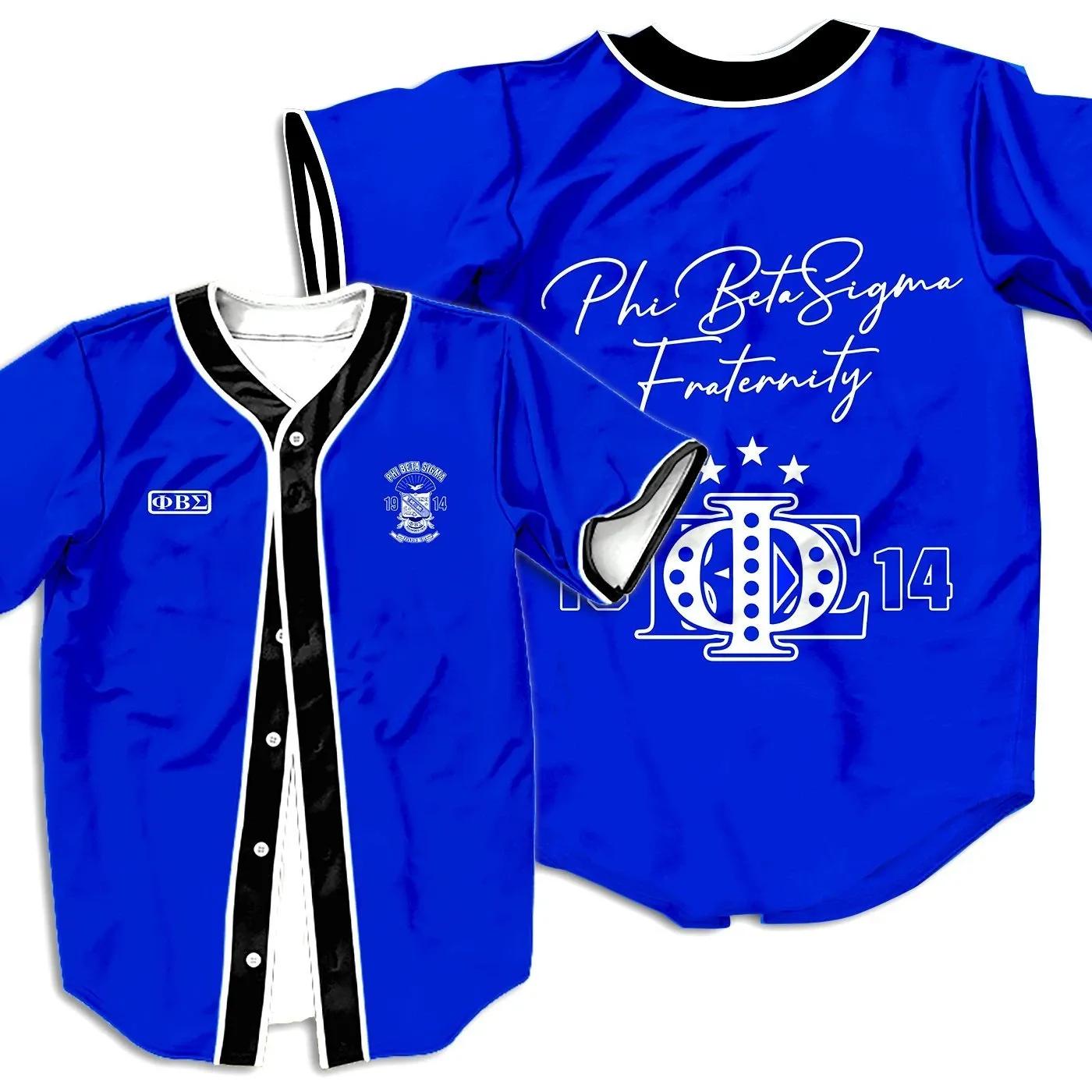 Baseball Jersey Proud Phi Beta Sigma Blue Logo-Za1306