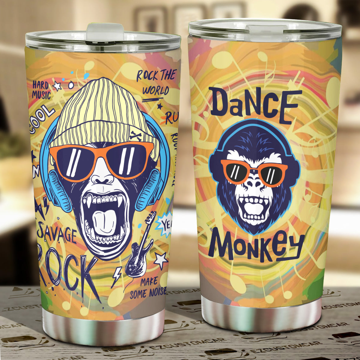 Rock Monkey Car Tumbler Cup Custom Animal Car Accessories