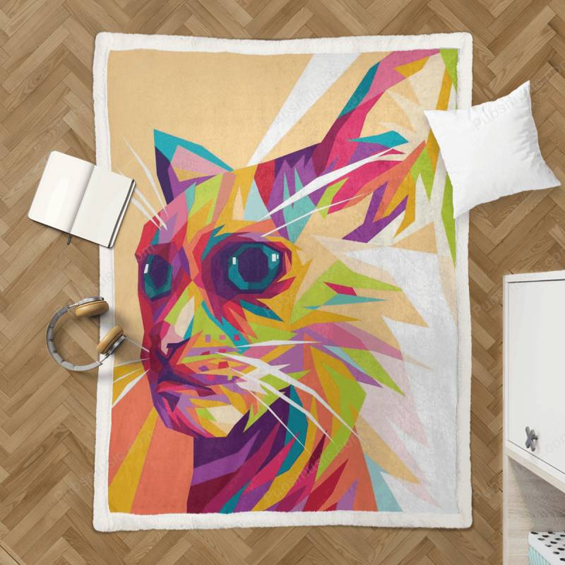 unique cat face – Animals Sherpa Fleece Blanket