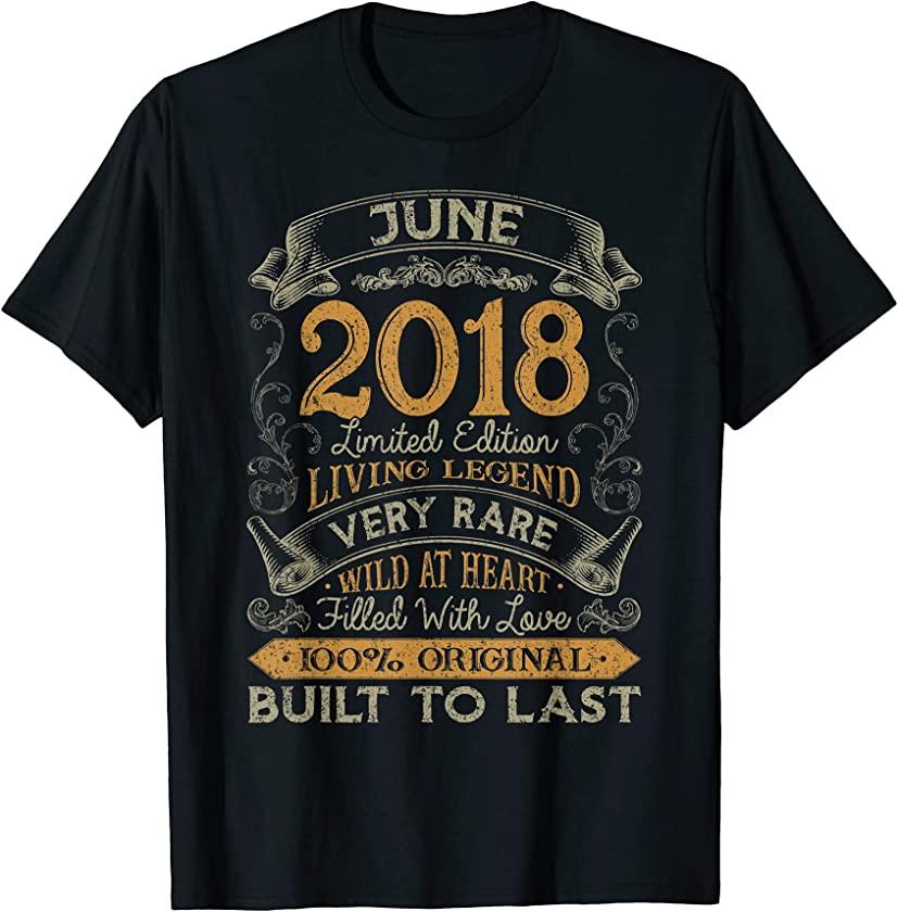 3rd Birthday Gift 3 Years Old Retro Vintage June 2018 T-Shirt