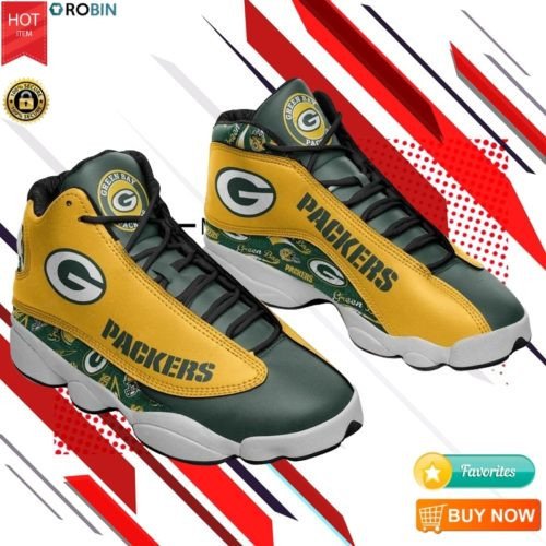 Green Bay Packers Football Team Sneakers Jordan 13 Shoes