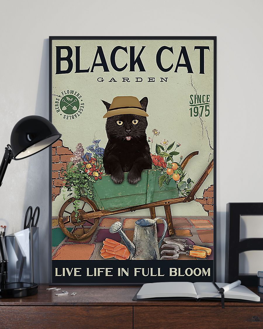 Black Cat Garden Poster Live Life In Full Bloom Vintage Room Home Decor Funny Wall Art Gifts Idea – Mostsuit