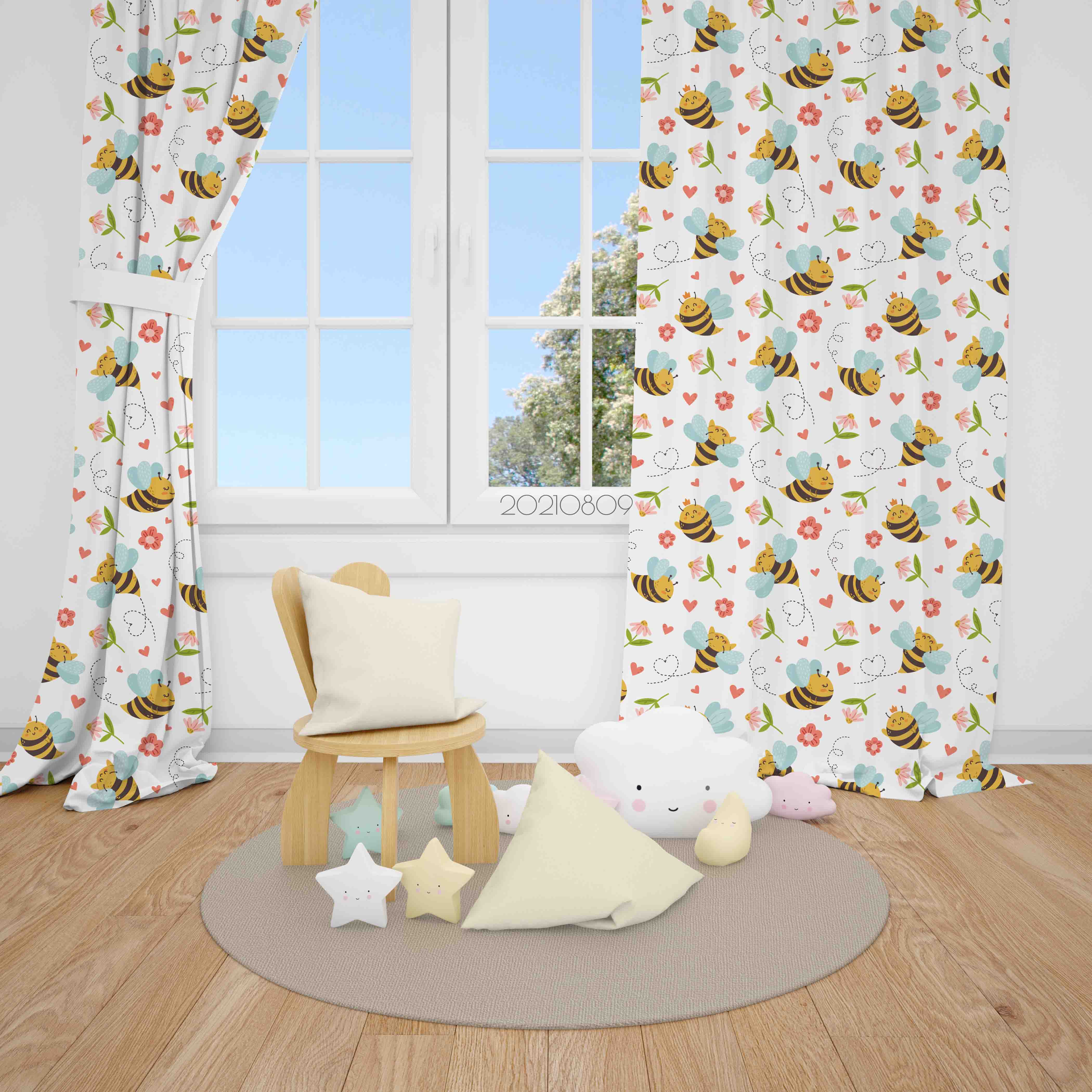 3D Cartoon Animal Bee Floral Kids Curtains And Drapes Lqh 57