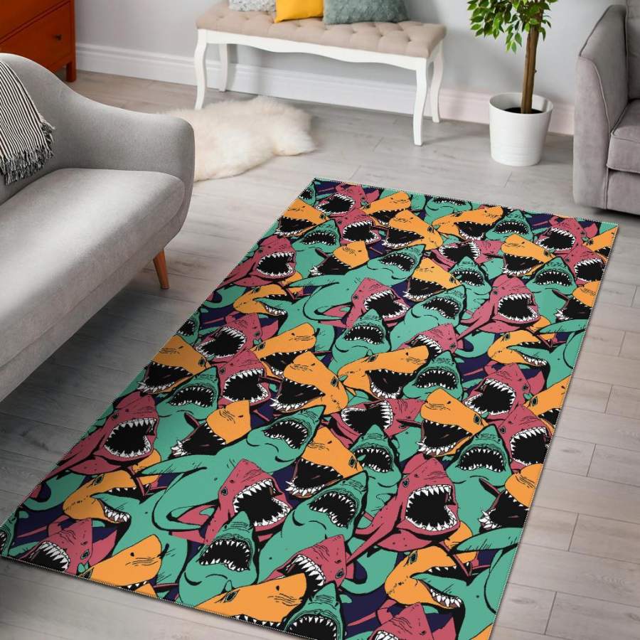 Shark Print Pattern Area Rug