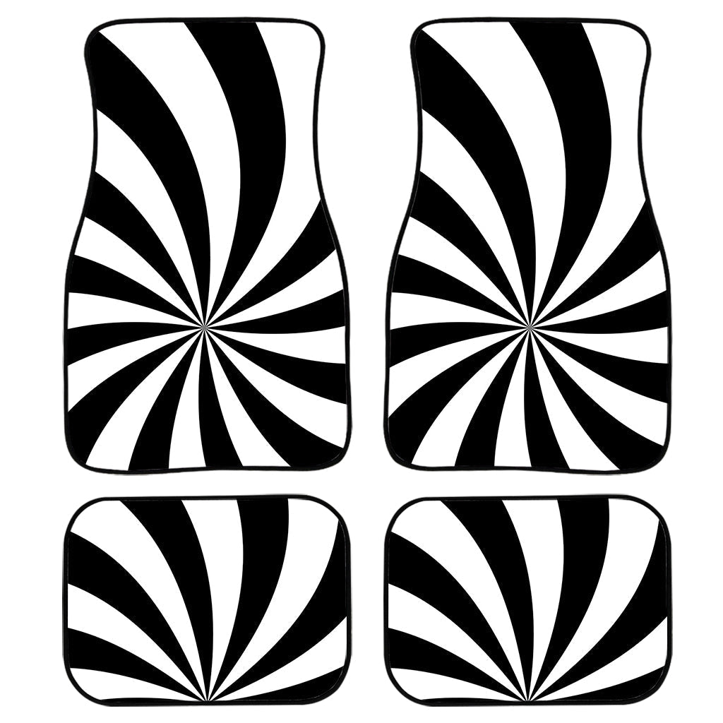 Black And White Swirl Print Front And Back Car Floor Mats, Front Car Mat