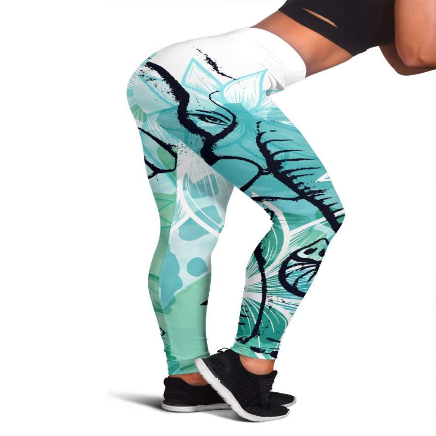 Lotus Elephant Teal Women’s Leggings