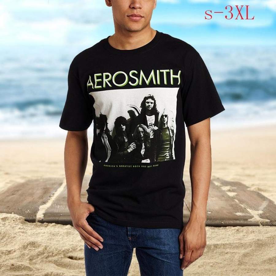 Aerosmith America’s Greatest RNR Band Men’s New Arrive Soft Cotton Fashin T-Shirt Black S-3XL