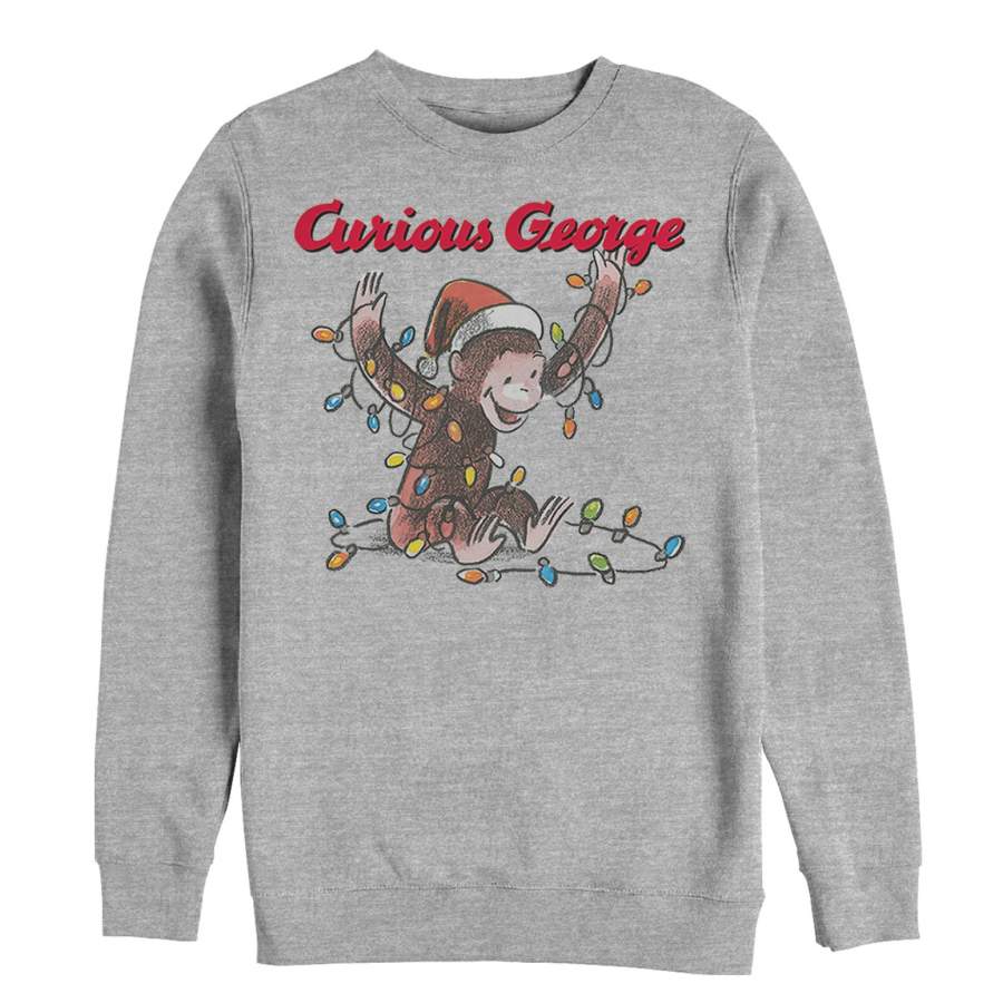 Curious George Men’s Christmas Light Game  Sweatshirt