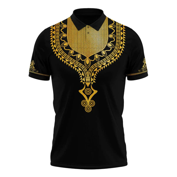 Gold Pattern Dashiki Polo Shirt | For Men & Women | Po2077