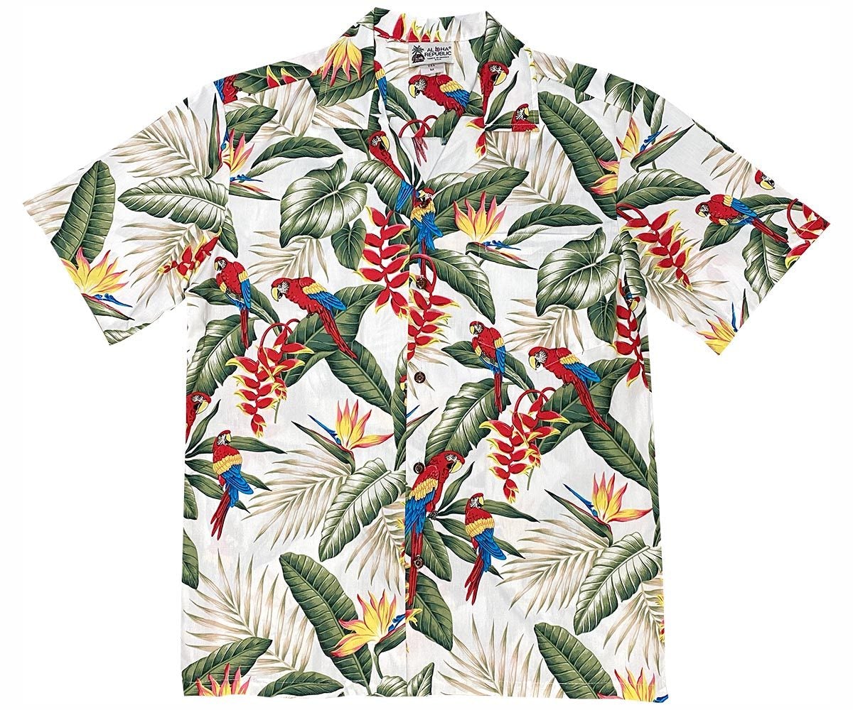 Jungle Macaws White Hawaii Summer Shirt Ha38771