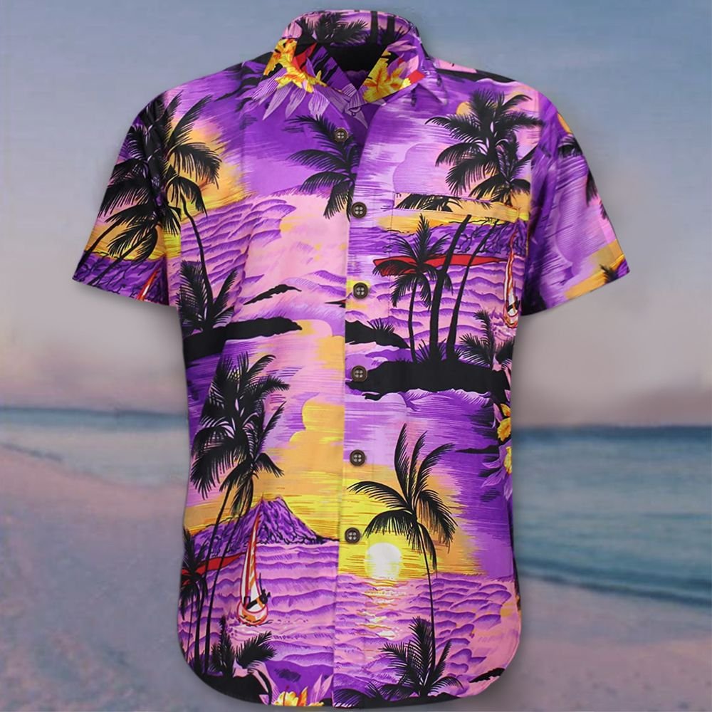 Coconut Tree Funky Hawaiian Purple Shirt Best Beach Gifts For Girlfriend Ha98515