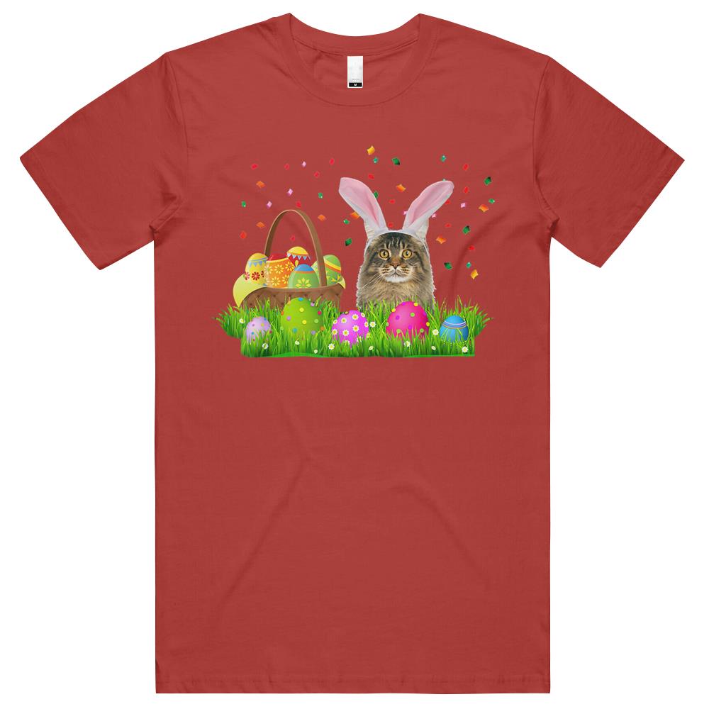 Bunny Maine Coon Cat Easter Maine Coon Cat Lover T Shirts