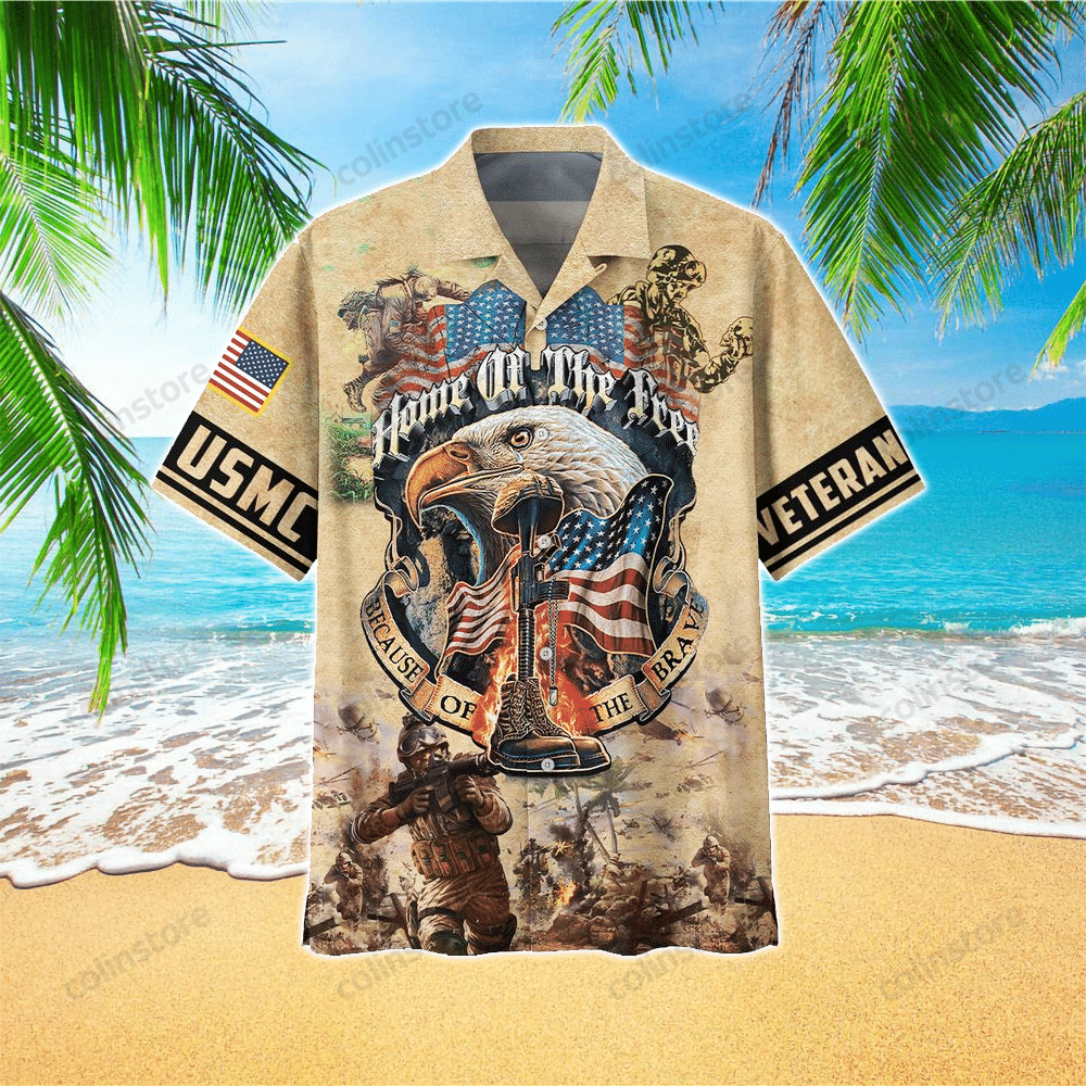 Usmc Veteran Eagle Hawaii Shirt Aloha Tropical Sleeve Summer All Size Ha12437