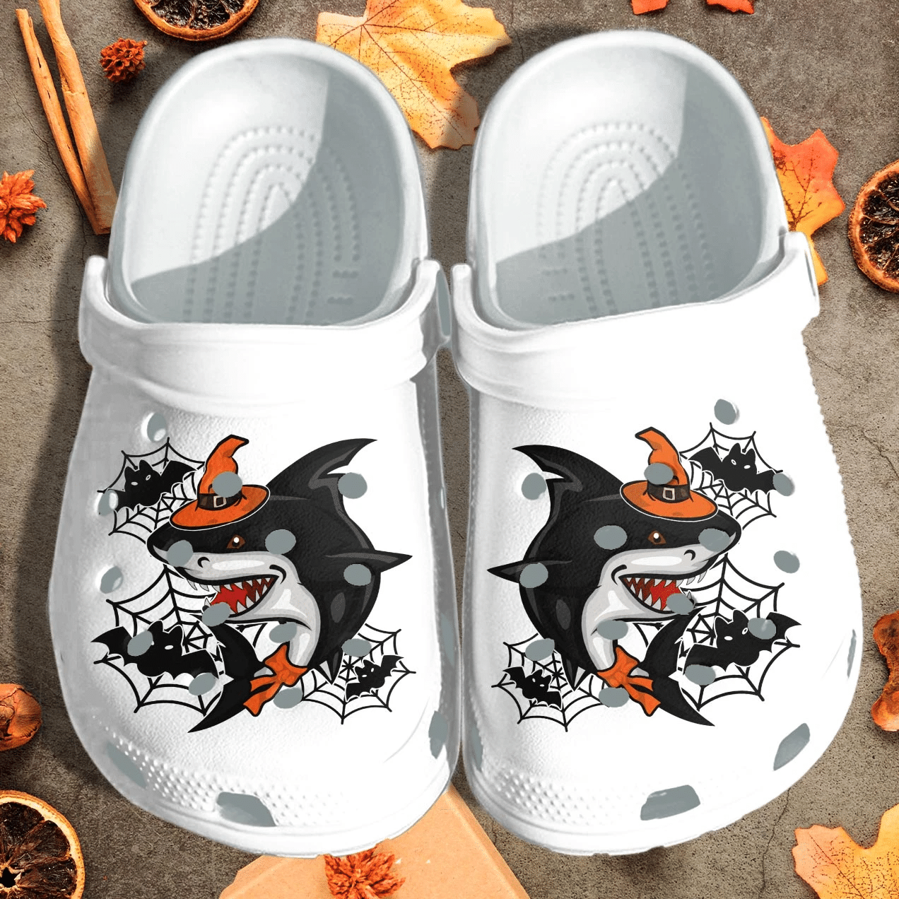 Black Shark Witch Shoes Clog – Halloween Cartoon Crocs Crocband Clog Birthday Gift For Boy Girl