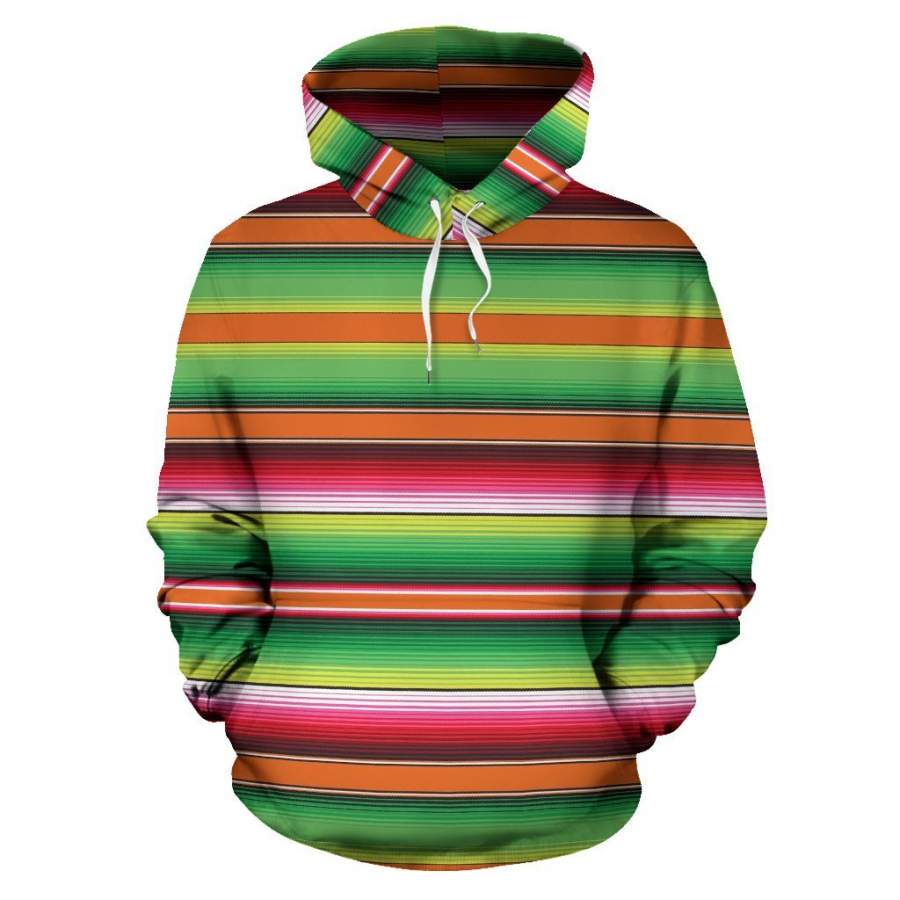 Baja Serape Mexican Blanket Pattern Print Women Men All Over Graphic Hoodie