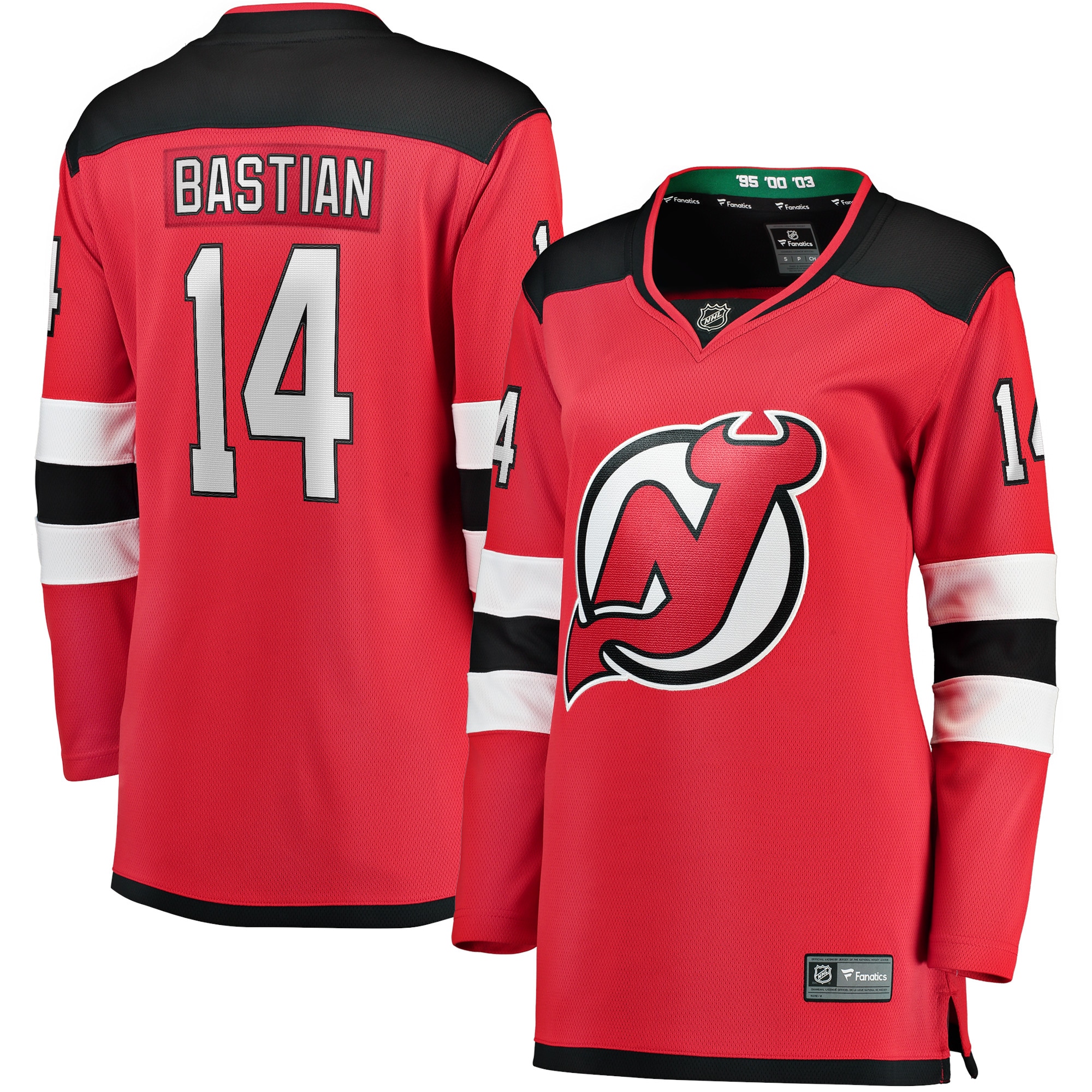 Women's New Jersey Devils Nathan Bastian Red Home Team Breakaway Player Jersey