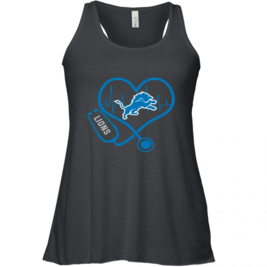 Stethoscope Heart Detroit Lions shirt Racerback Tank