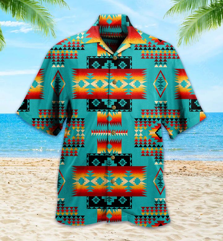 Blue Native Tribes Pattern American Hawaii Shirt Ha70685