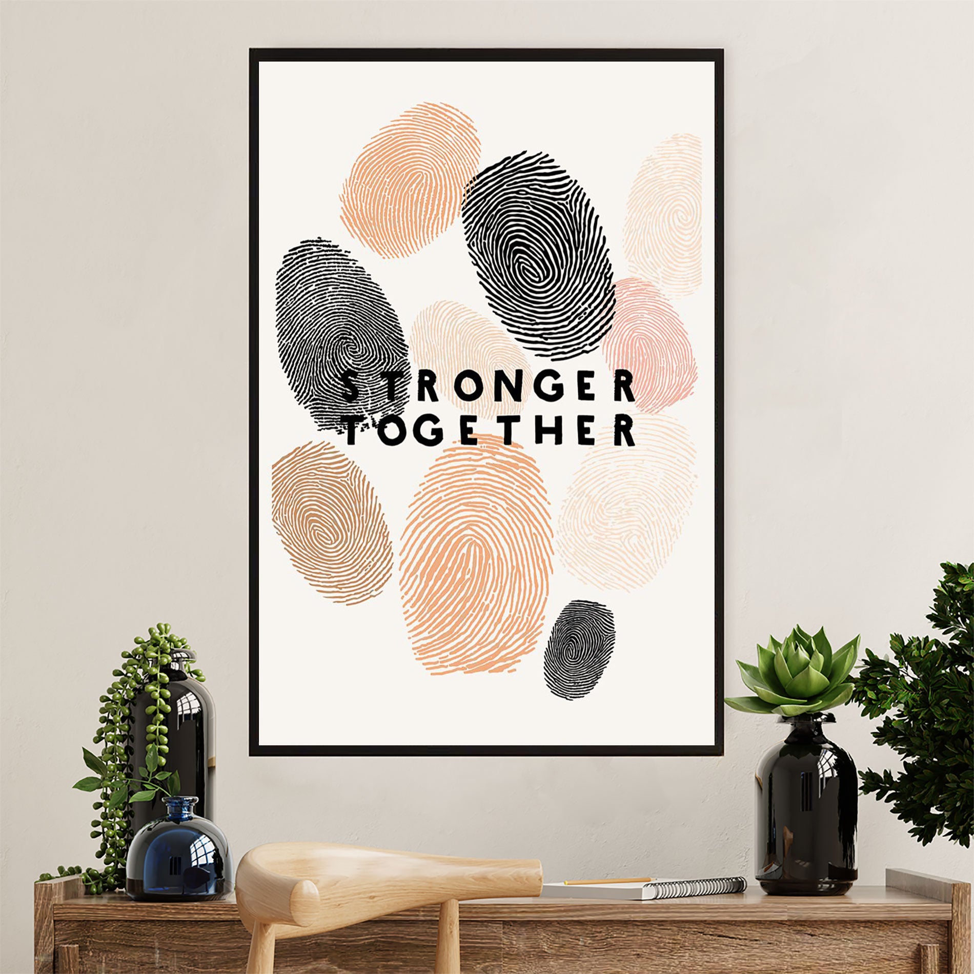 African American Afro Poster Prints | Stronger Together | Wall Art Gift For Black Girl