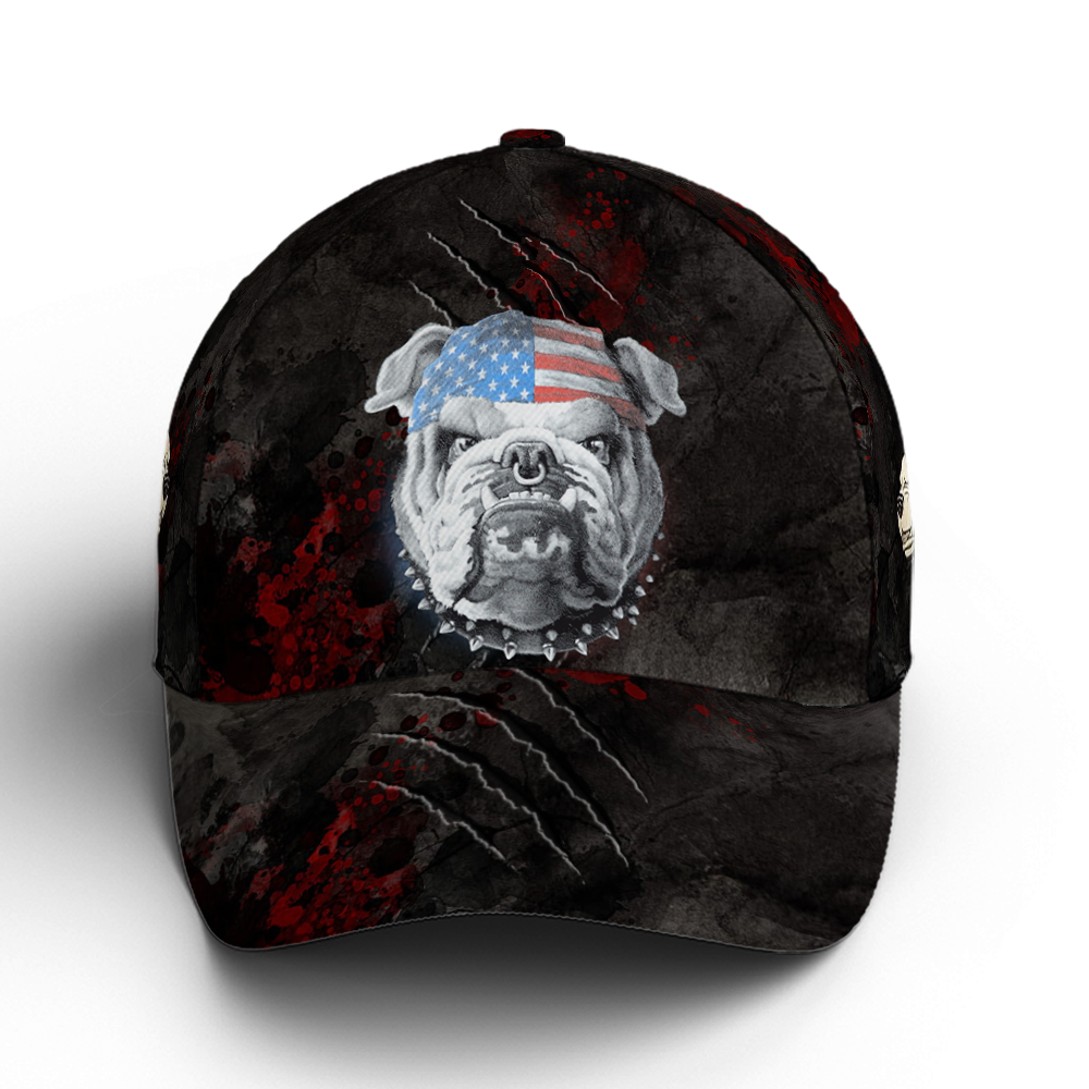 Angry Bulldog American Flag Baseball Cap Coolspod