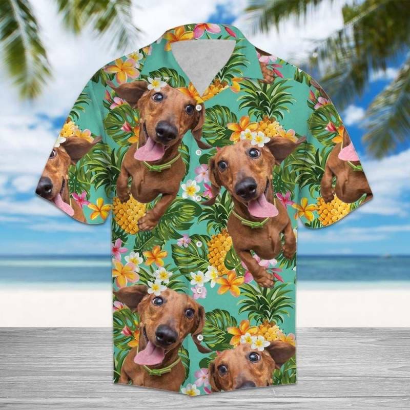 Artsyhomes Tropical Pineapple Dachshund Hawaiian Ha48557