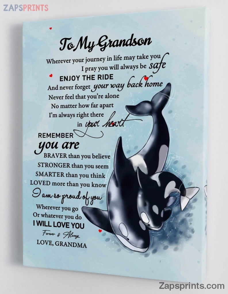 Grandchildren Canvas  – To My Grandson – From Grandma – Framed Canvas Gift Gms031 – Drandkids Canvas Artblankets.