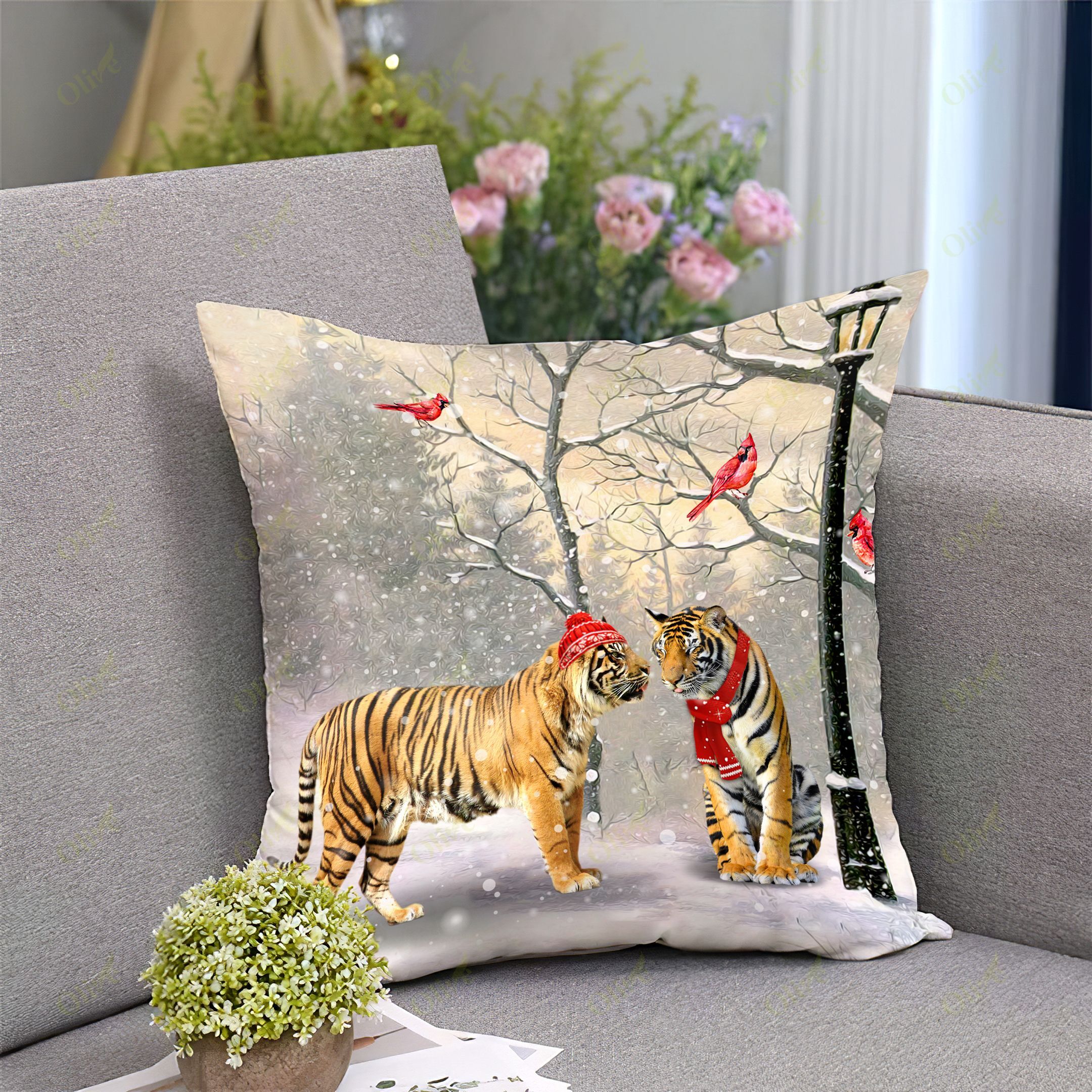 Tiger On A Date Funny Pillow Gift Ideas