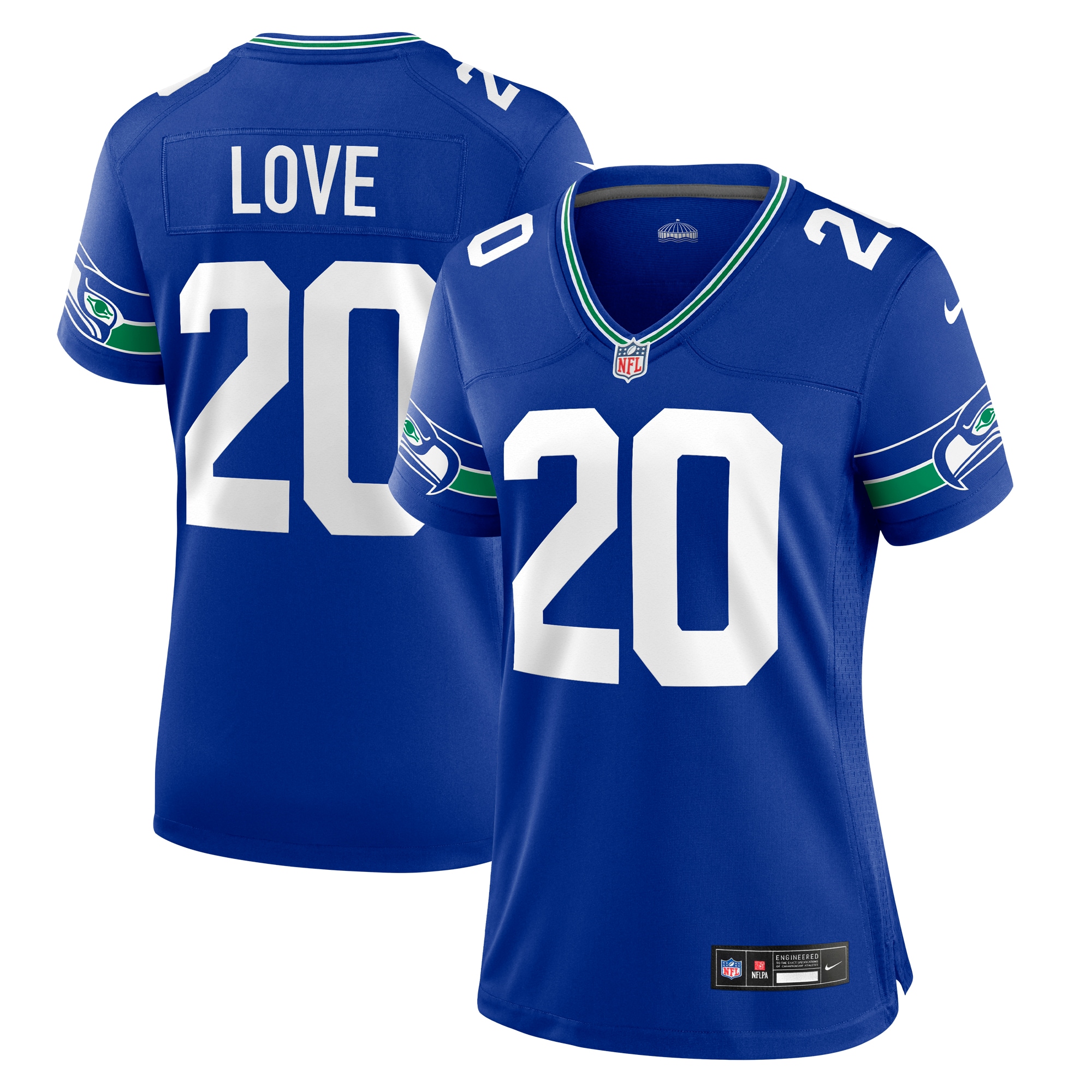 Julian Love Seattle Seahawks Women's Throwback Player Game Jersey – Royal