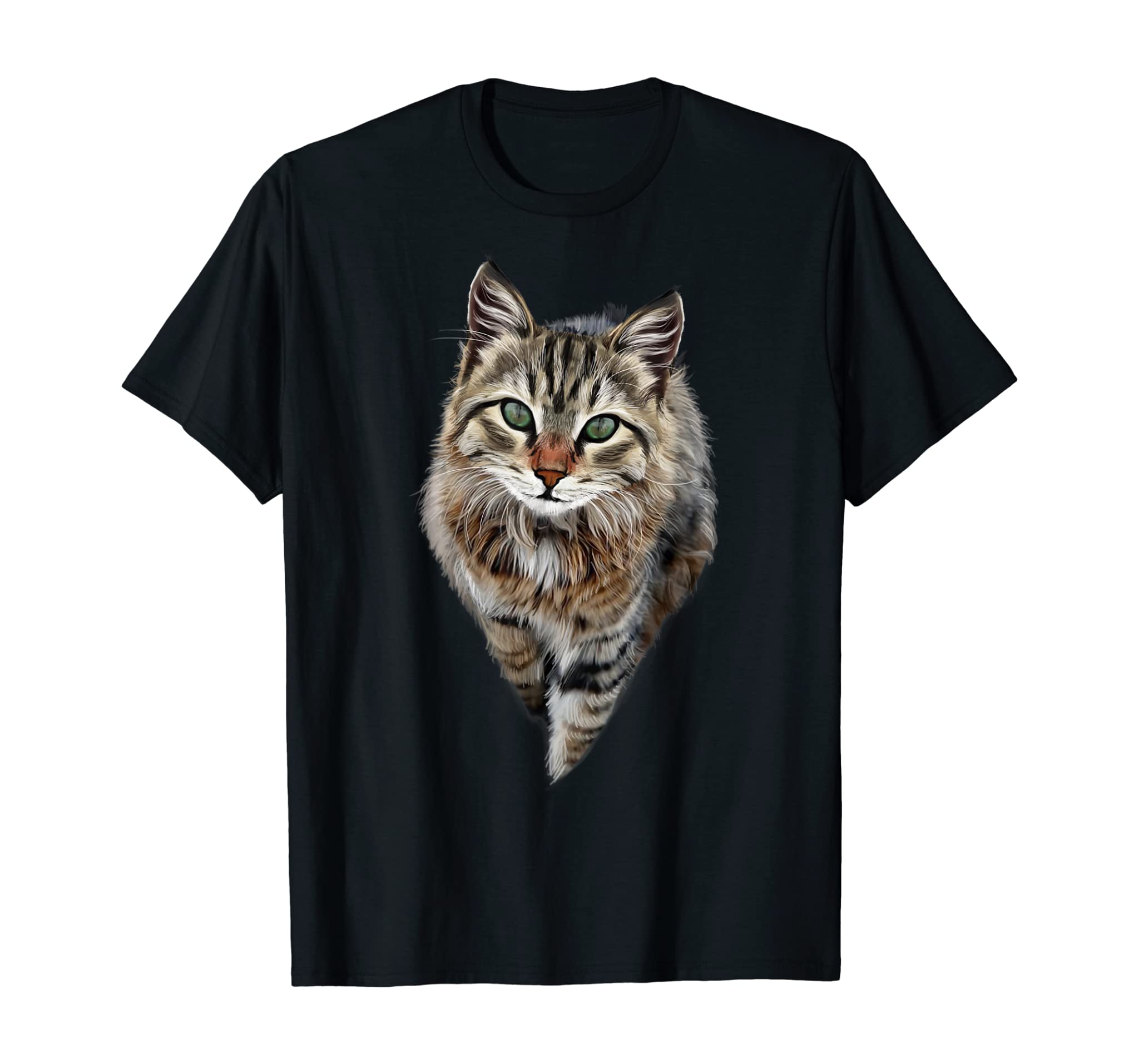 Brown Cat Green Eyes Cats Tee Shirt Gifts