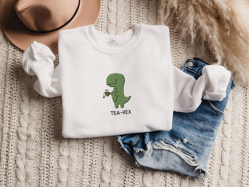 Dinosaur Embroidered Sweatshirt 2D Crewneck Sweatshirt All Over Print Sweatshirt For Women Sweatshirt For Men Sws3141