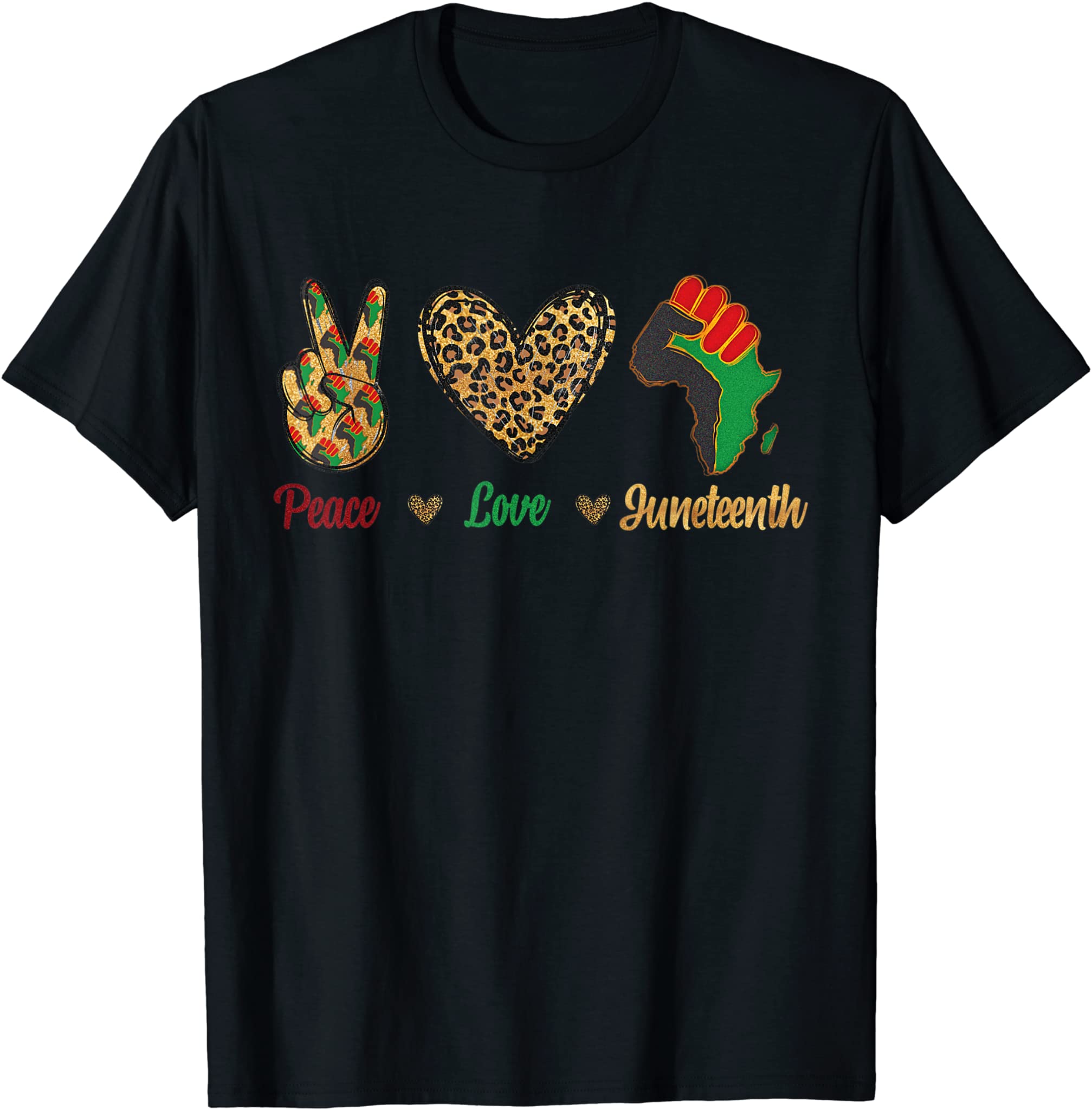 Peace Love Juneteenth Black Pride independence day Leopard T-Shirt