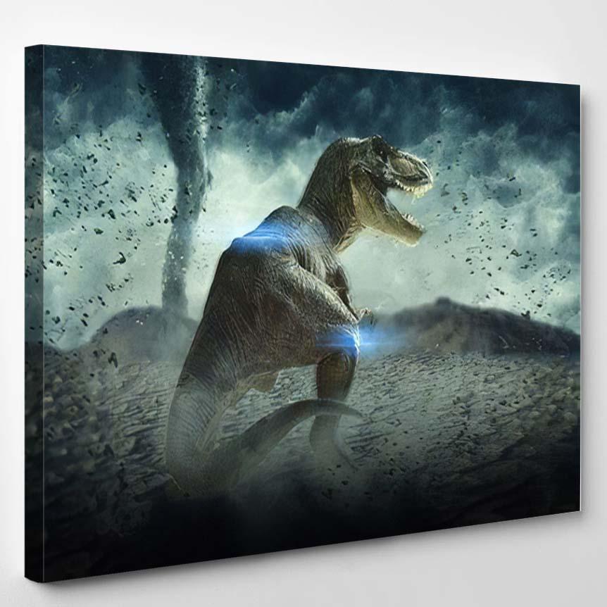 3D Storm Landscape Dinosaur Rendered Mountains 1 – Dinosaur Animals Canvas Print