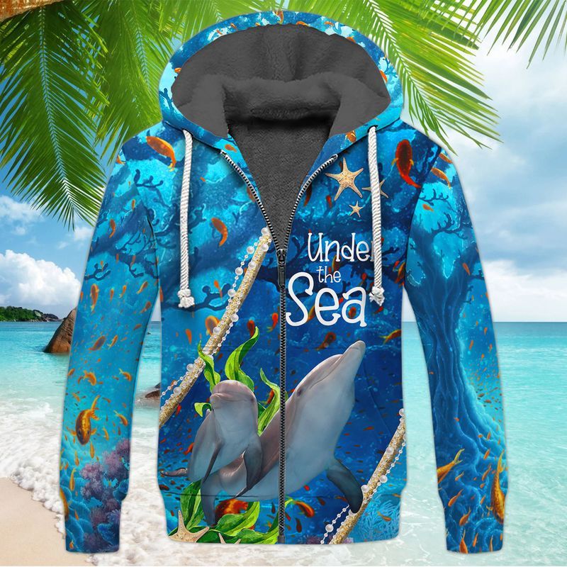 Dolphin Under The Sea Cool 3D Full Print Fleece Zipper