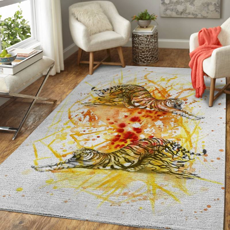 Tigers stretching splash – Animals Area Rug Carpet