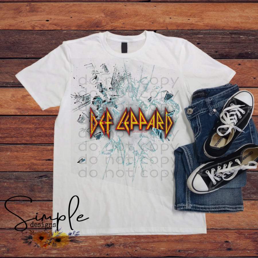 Def Leopard Shattered Glass Tees, Lyrics T-shirt, Raglan, Music Lyrics