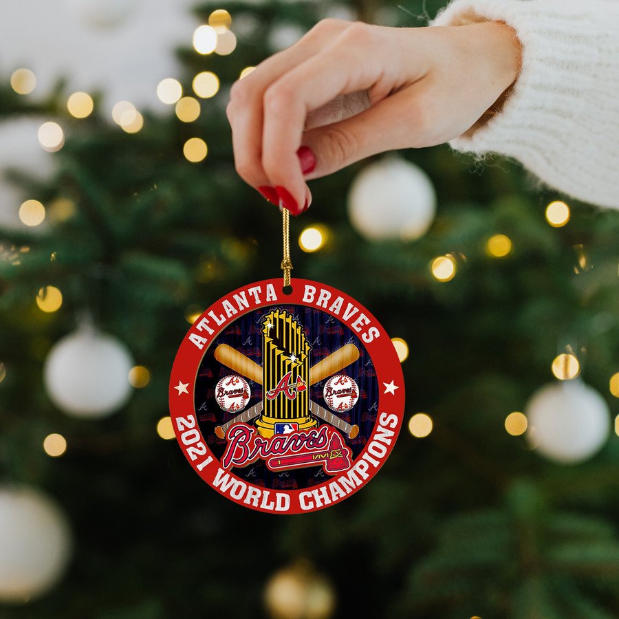 Atlanta Braves Merry Christmas Baseball World Series Champions Ornament