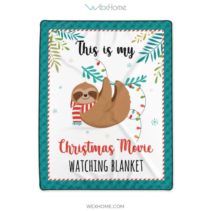 This Is My Sloth Christmas Movie  Watching Polyester Blanket Funny Design W1611