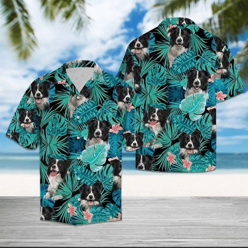 Border Collie Tropical Green Black Best Design Hawaii Shirt Ha32373