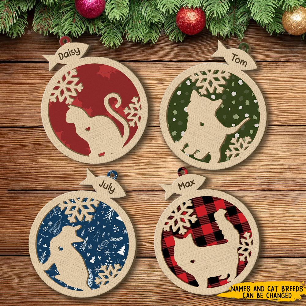 89Customized Christmas Gift For Cat Lovers Personalized Layered Ornament