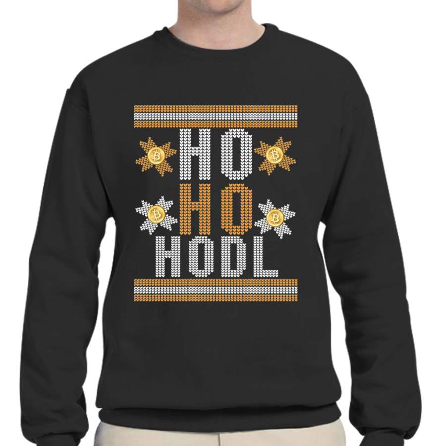 Bitcoin HODL Ugly Christmas Sweater Shirt Crew Neck Sweatshirt