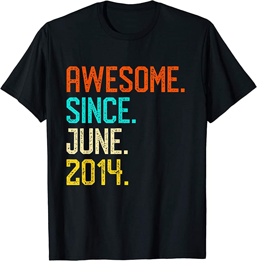 Awesome Since June 2014 Vintage 7th Birthday Him Her T-Shirt