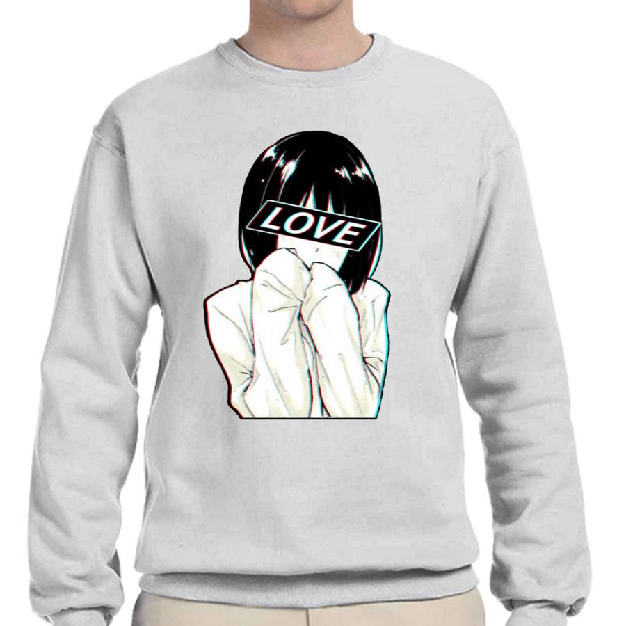 LOVE Sad Japanese Aesthetic Crew Neck Sweatshirt