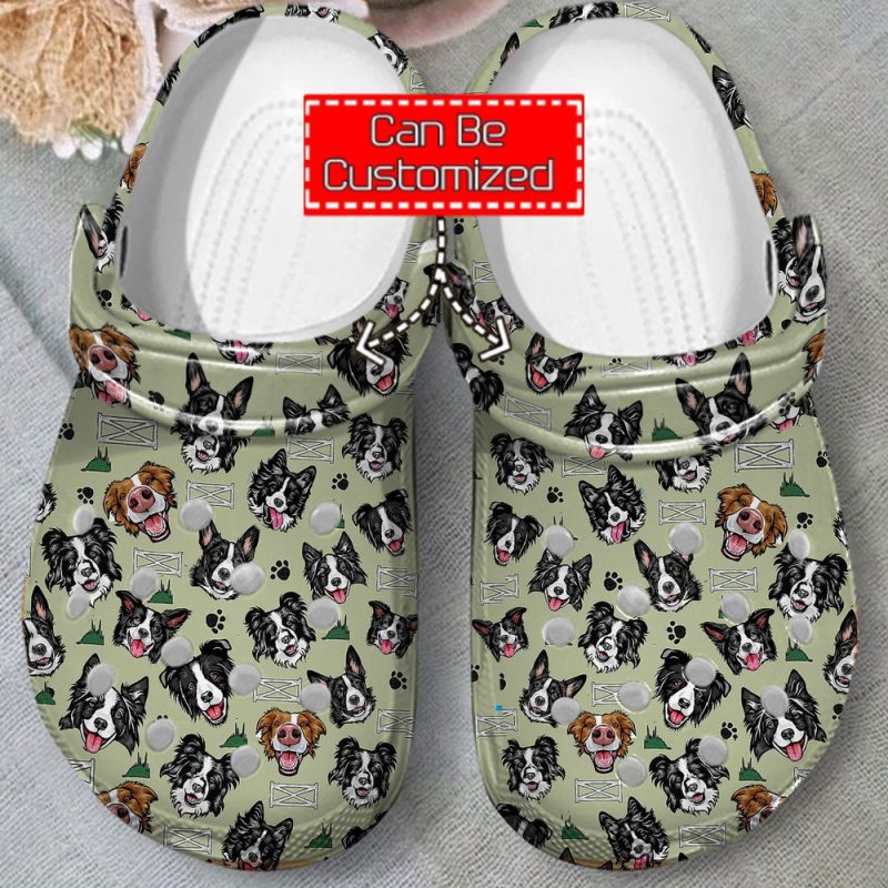 Animal Print – Border Collie Pattern Clog Shoes For Men And Women