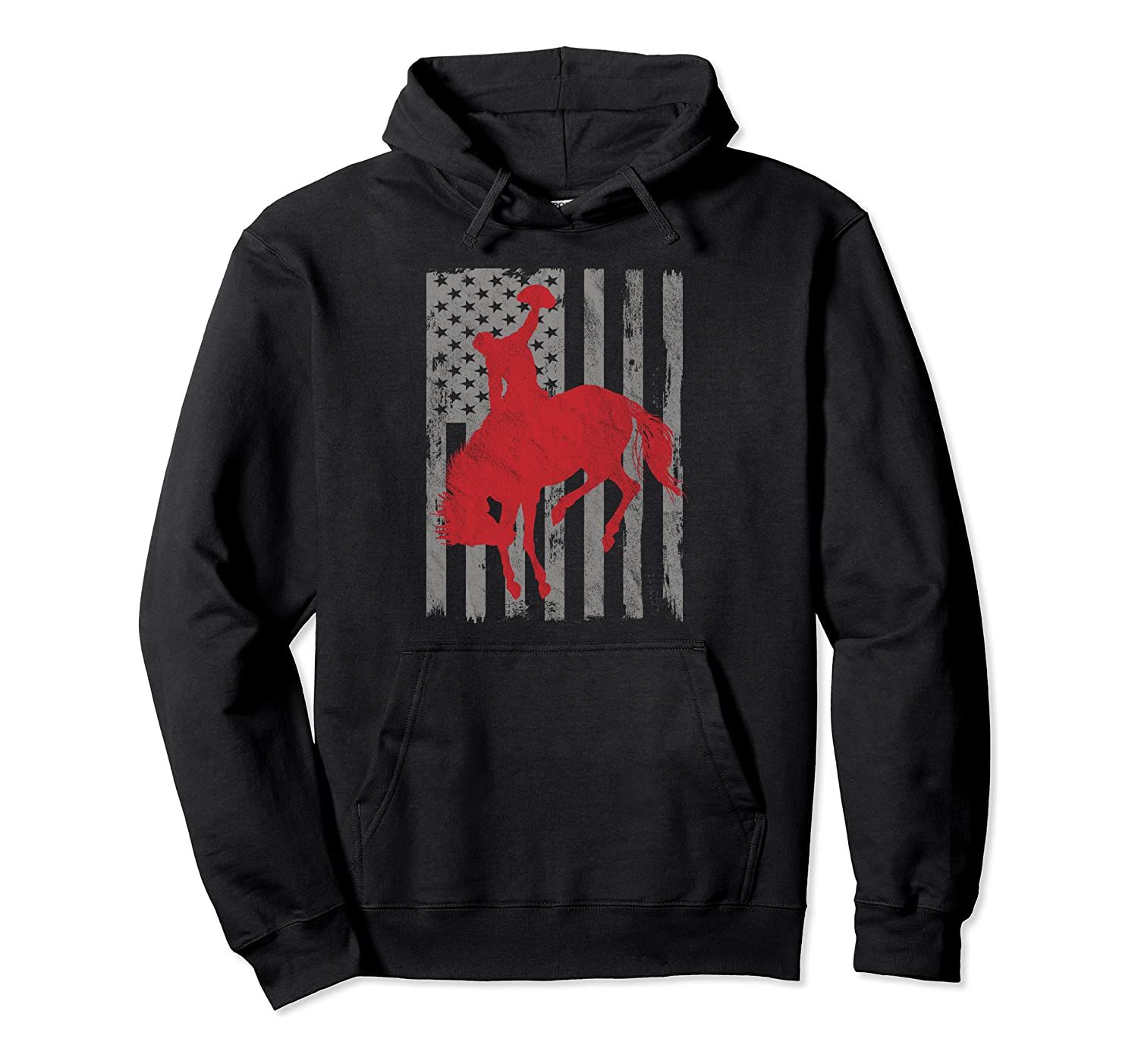 Vintage Rodeo Cowboy Horse Rider American Flag Gift Pullover Hoodie, T-Shirt, Sweatshirt