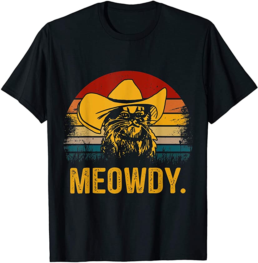 Vintage Meowdy T-shirt Cowboy Cat Gift T-Shirt