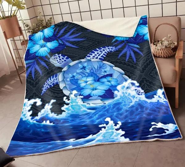 Blue Turtle Blanket Gift For Turtle Lover Ocean Lover Birthday Gift Home Decor Bedding Couch Sofa Soft And Comfy Cozy