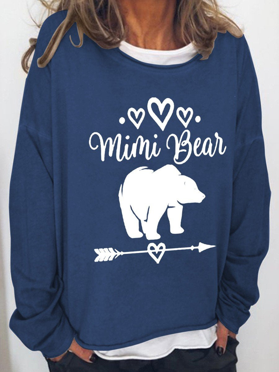 Women Mimi Bear Grandma Gift Funny Long Sleeve Top
