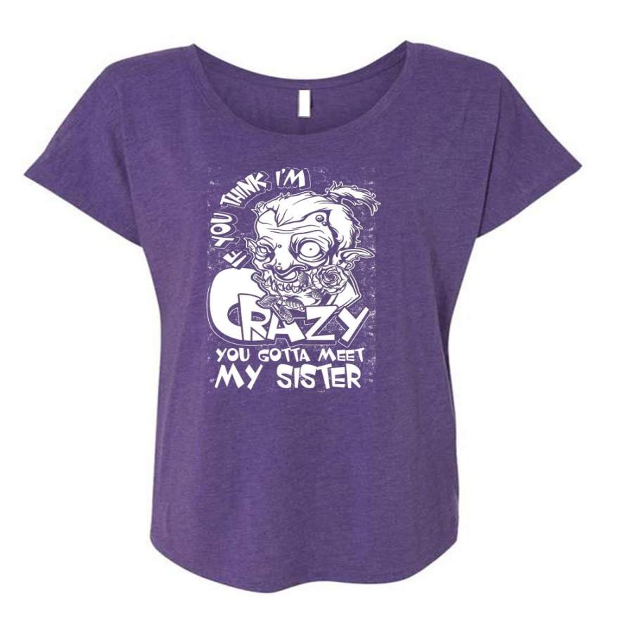 You Gotta Meet My Sister T Shirt, Being A Sister T Shirt, Cool Shirt (Ladies’ Triblend Dolman Sleeve)