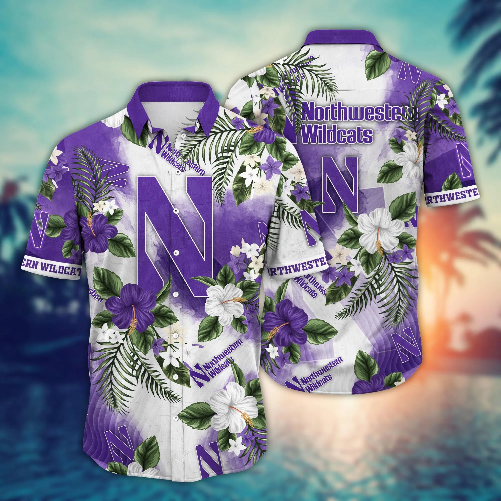 Northwestern Wildcats NCCA Hawaiian Shirt Beach Ballstime Aloha Shirt